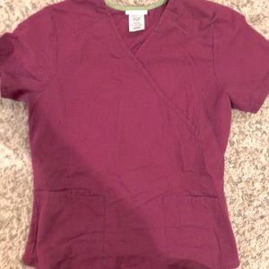 Scrub star XS burgundy scrub top